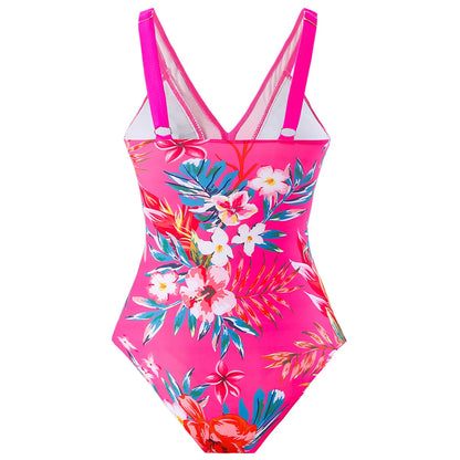 One Piece Swimsuit Women Swimwear Push Up Monokini Plunge Bathing Suit Floral Bodysuit Beach Wear Female Swimsuit