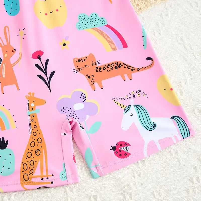 Girls Printed Swimsuit One Piece Kids Zipper Swimwear Children Swimming Bathing Swim Suit Beachwear