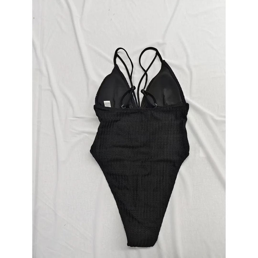 S - XXL 5 Colors V Neck Mesh Sheer Women Swimwear One Piece Swimsuit Female High Leg Cut Monokini Bather Bathing Suit Swim