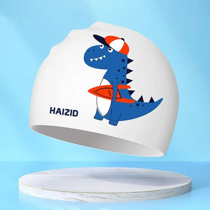 Lightweight Waterproof Children Swimming Cap Silicone Cartoon Kid Swimming Hat Protect Ears Animal Bathing Hats Cap Swimming Pool