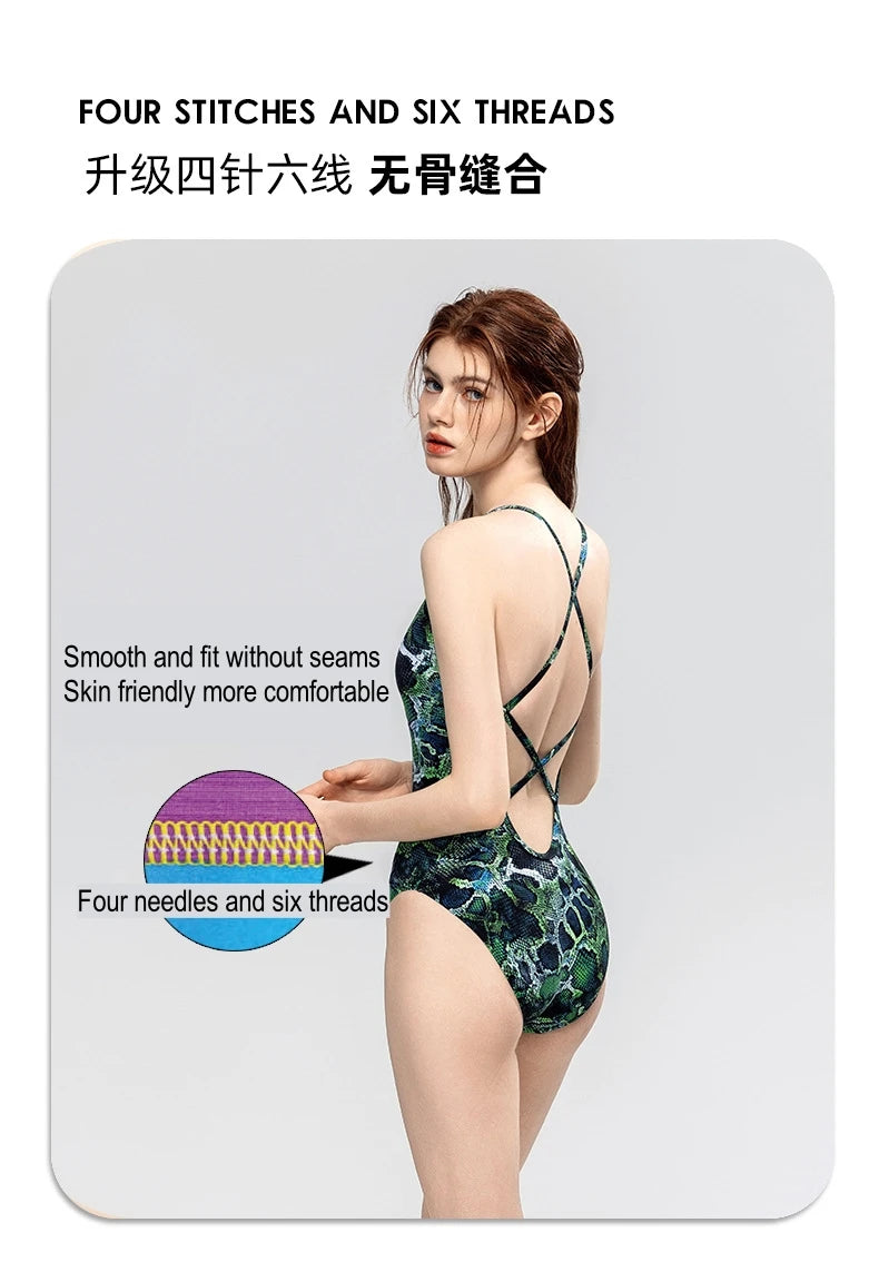 5 Designs Women Professional One-Piece Swimsuit Swimwear