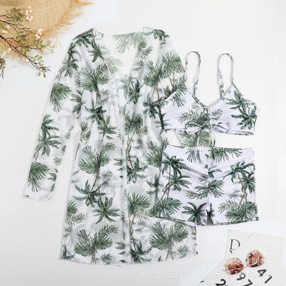 Summer Print Bikinis Swimwear Female Swimsuit Beachwear Push Up Three-Piece Bikini Set Women Swimming Bathing Suit