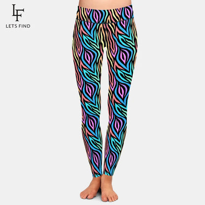 3D Colorful Abstract Zebra Pattern Digital Printing Leggings High Waist Soft Slim Fitness Leggings