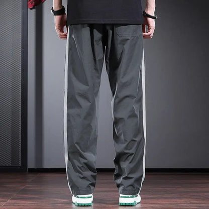 Edge Measuring Striped Casual Pants Design Loose Straight Trousers Trendy Blue Men's Pants
