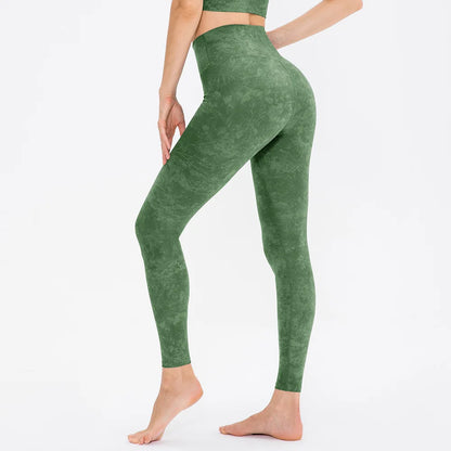 High-Waist Yoga Pants Women's Fitness Sports Printed No Obvious Stitching Butt-Lifting High-Elasticity Summer Running Exercise