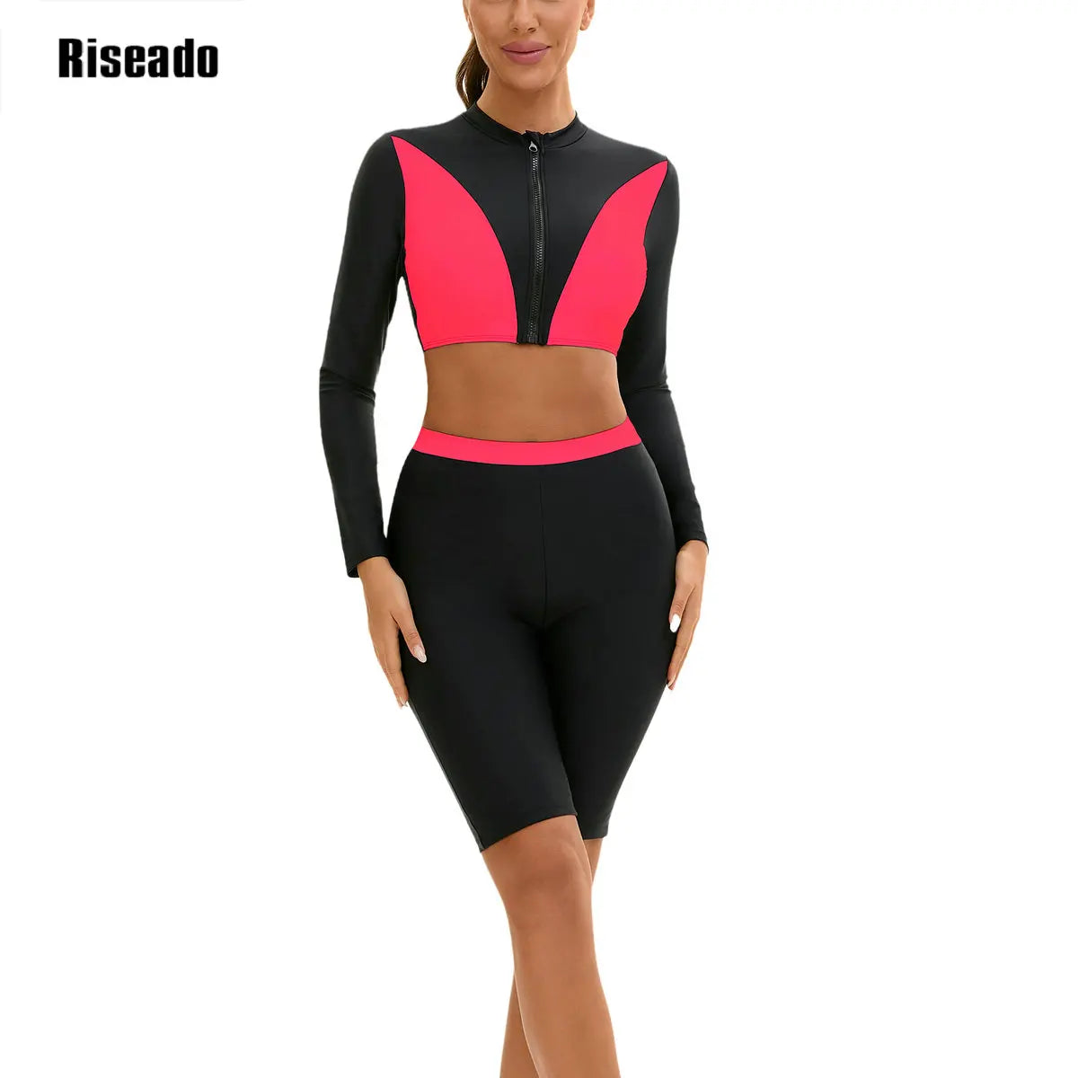 Rash Guard UPF 50+ SPF UV Protection Long Sleeve Sport Tops Swimsuit with Knee Length Pants for Workout Hiking Fishing