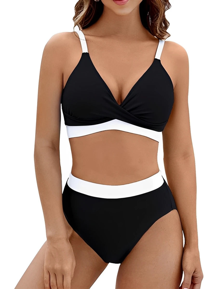 Strappy Bikini High Waist Swimsuit Women Solid Swimwear Female Bathers Swimming Bathing Swimming Swim Suit Beachwear
