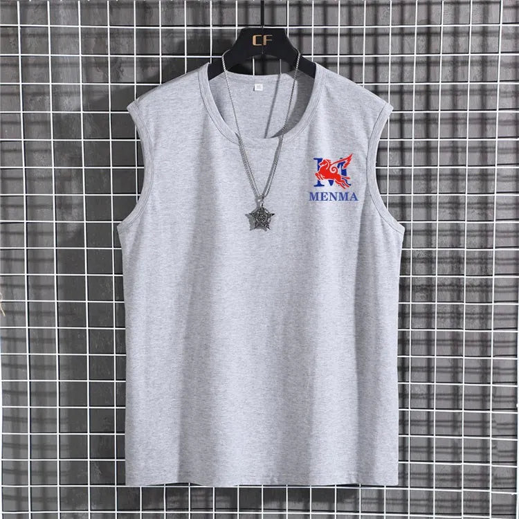 Plus Size Men's Sleeveless T-shirt Oversized Loose Solid Color O-Neck T-shirt XL-12XL/60-180KG