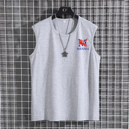Plus Size Men's Sleeveless T-shirt Oversized Loose Solid Color O-Neck T-shirt XL-12XL/60-180KG