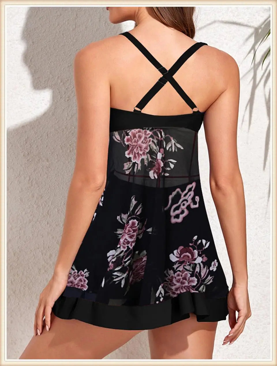 High Waist Swimsuit Beach Dress Women 2 Piece Printed Tankini Set Swimwear Female Bathing Swimming Swim Suit Beachwear Lady