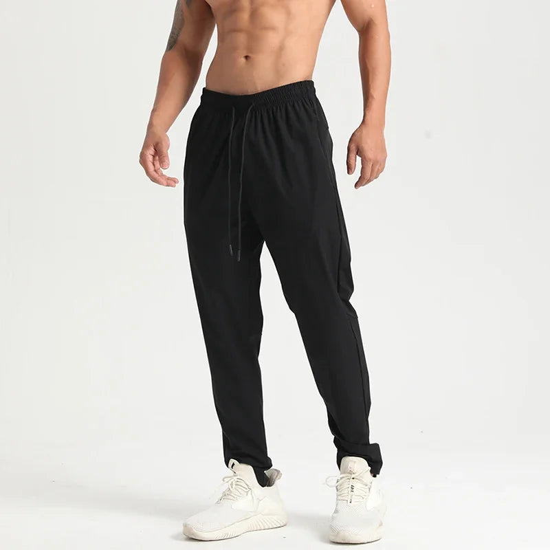 Men Gym Jogging Sport Pants Thin Loose Quick-Dry Long Exercise Clothing Zipper Pockets Training Bodybuilding Trouser Marathon