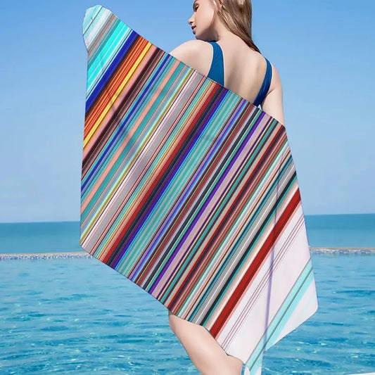 Stripes Microfiber Beach Towels Oversized for Adults, Quick Dry Absorbent Lightweight Bath Towel Blanket Sandproof 70X140cm