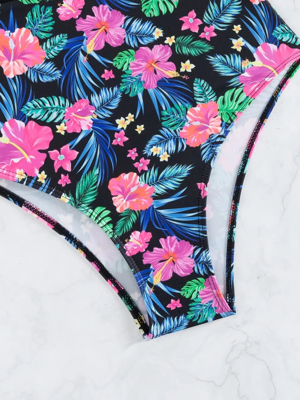Strappy Printed Swimsuit Women One Piece Plunging Stitch Swimwear Female Bathers Bodysuit Bathing Swimming Suit Beachwear