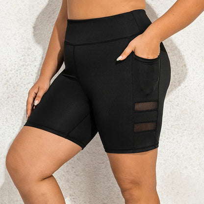 Plus Size Biker Shorts with Pockets for Women High Waisted Workout Tummy Control Gym Running Athletic Yoga Short