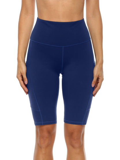 Anfilia Women Yoga Shorts Jogging  Running Sports Shorts  High-waist with Side Pockets Workout Shorts