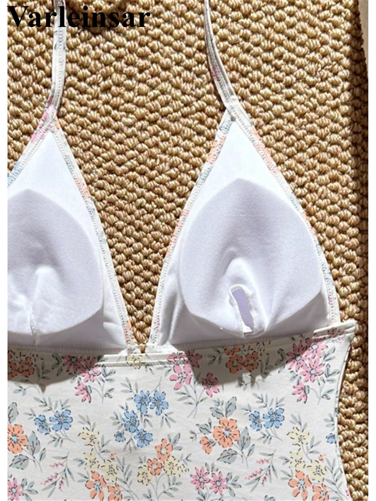 S - XL 2026 Flower Printed Floral V Neck Women Swimwear One Piece Swimsuit Female Halter Monokini Bather Bathing Suit Swim