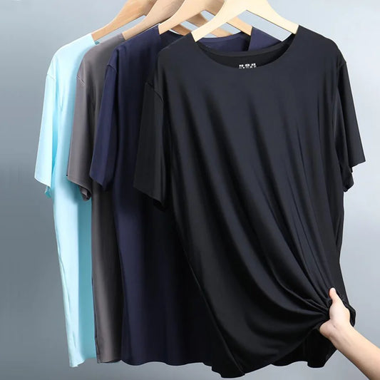 Summer Men Ice Breathable t shirt thin Quick dry short sleeve large size 9XL 10XL elasticity sports tees tops soft Comfortable