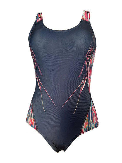Slim Printed One Piece Swimsuit Women Back Hollow Sporty Swimwear Female Bathers Bathing Swimming Suit Padded Beachwear