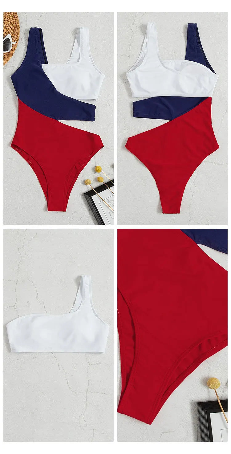 3 Panel Beach Swimwear Women One Piece Swimsuit Bathers