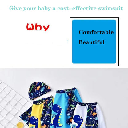3Pcs Set Cartoon Print Kids Boys Swimwear Children's Swimsuit Kids Surfing Suit Swimming Clothes For Boy Beachwear with Hat