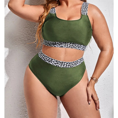 0XL - 4XL Splicing Bikini Plus Size Large Size Swimwear Women Swimsuit Female Two-pieces Bikini set Bather Bathing Suit