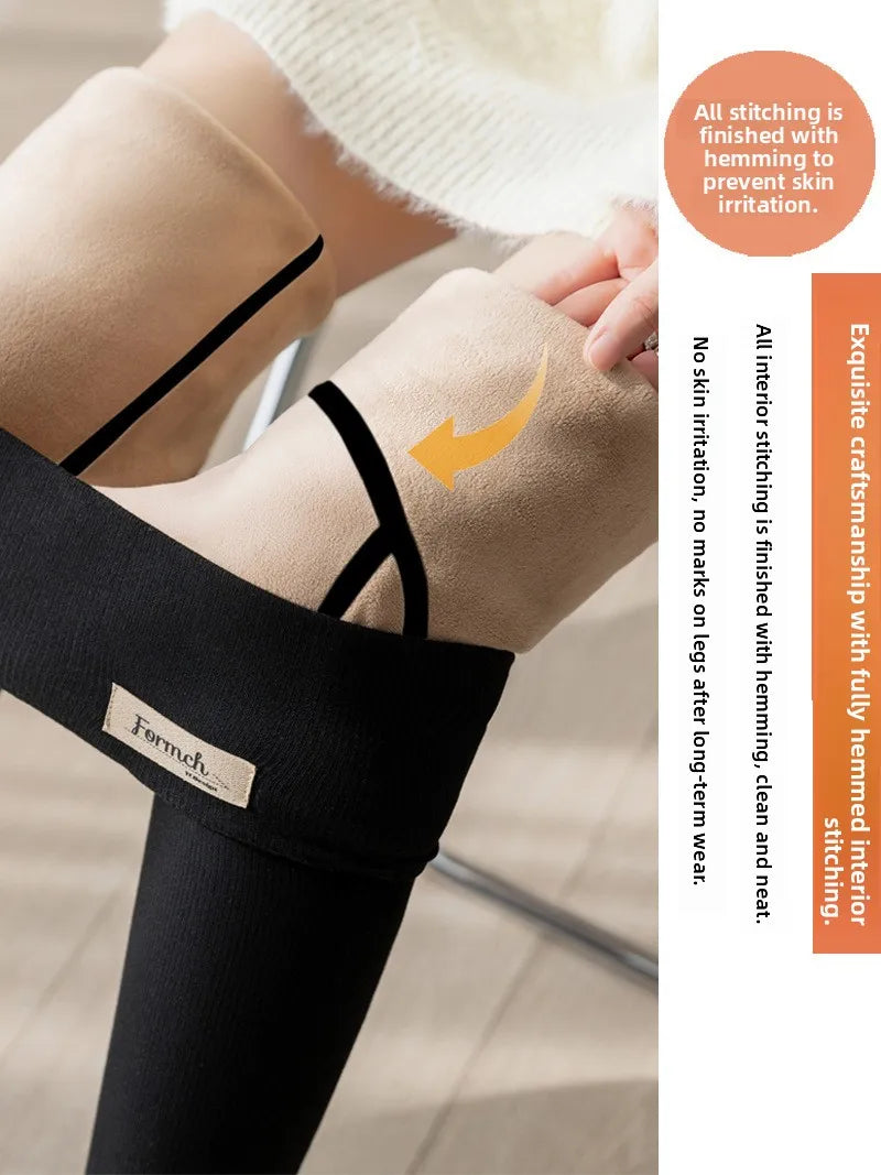 High Waist Thickened Lamb Velvet Leggings Women's plus Size Cuffed Cotton Nine-Piece Pants Warm Fleece Small Foot Pants