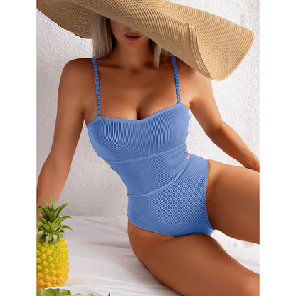 Swimsuit One Piece Solid Swimwear Women One-piece Bathing Swim Suit Female Padded Beach Wear Swimming Summer