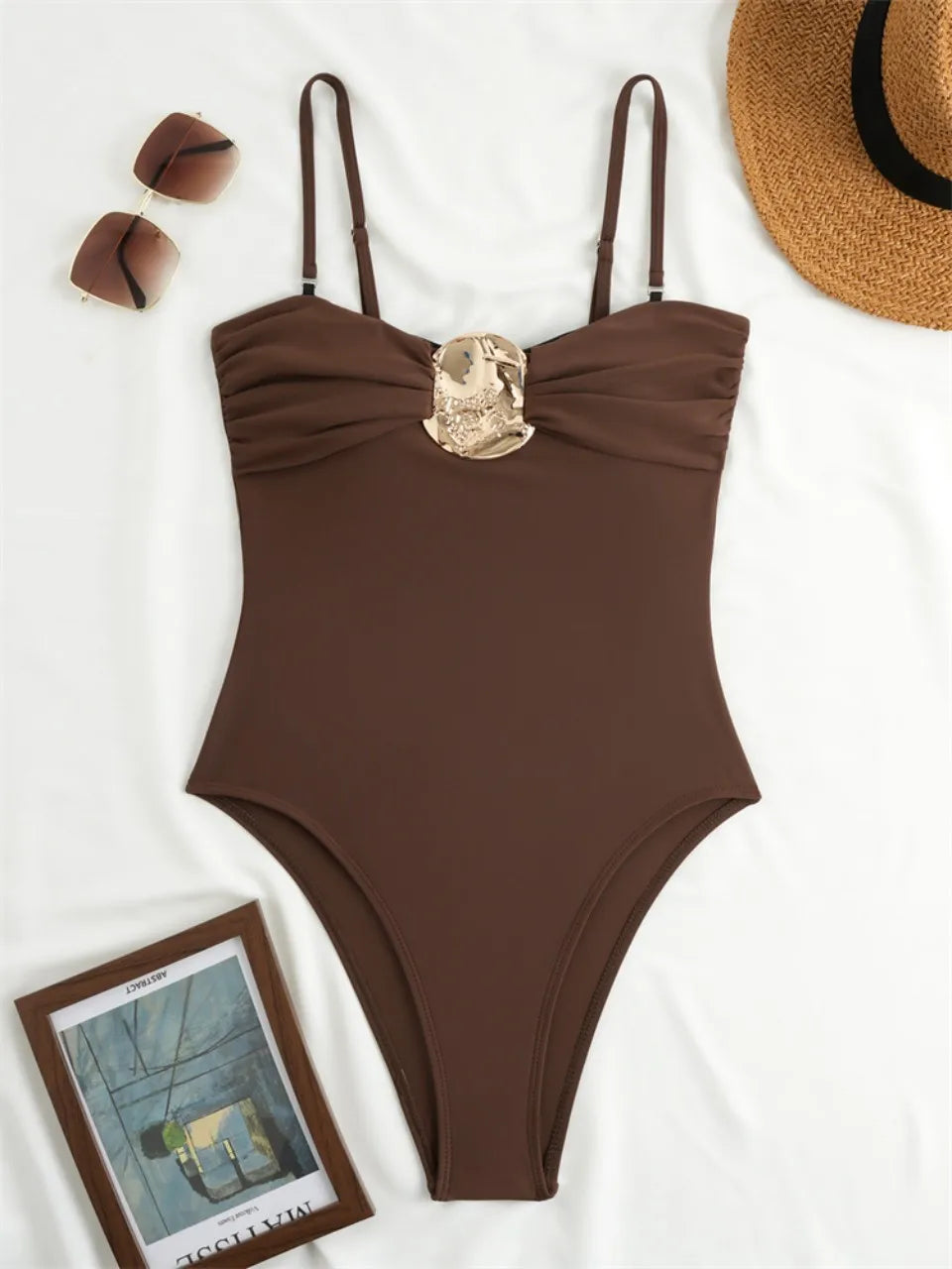 Strappy One Piece Swimsuit Women Swimwear Solid Bodysuit Bathers Bathing Swimming Swim Suit Female Summer Beachwear