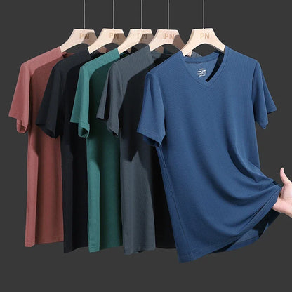 Plus Size 7XL 8XL 9XL Summer Workout V-Neck T Shirts For Men Moisture Wicking Athletic Men's Gym Jogging Performance T Shirts