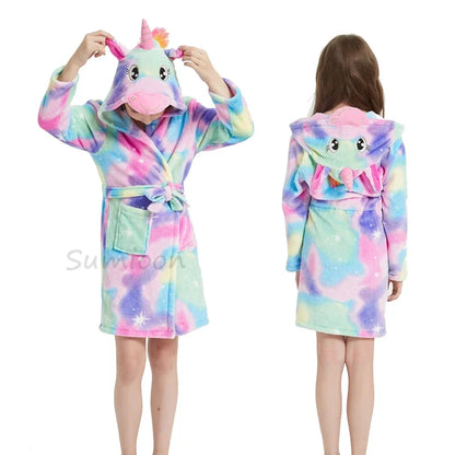 Children Bath Robe Baby Towel Children's Unicorn Hooded Bathrobes for Boys Girls