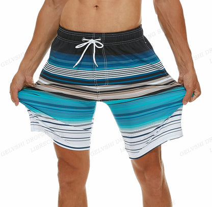 Men's Swimming Shorts Stripe 3d Surfing Board Short Kids Beach Shorts Men Swim Trunks Masculina Sports Fitness Pants Boy Briefs