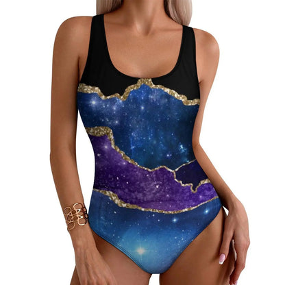 Liquid Marble Abstract Swimsuit Stripe Art Push Up Swimwear One Piece Holiday Pool Bathing Suits Bodysuit Design Beach Wear