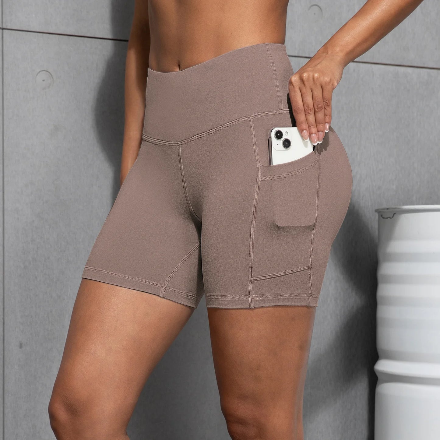 1/4PCS Women Side Pocket Yoga Short Leggings High Waist Squat Proof Fitness Pants Quick Drying Cycling Gym Leisure Sports Shorts