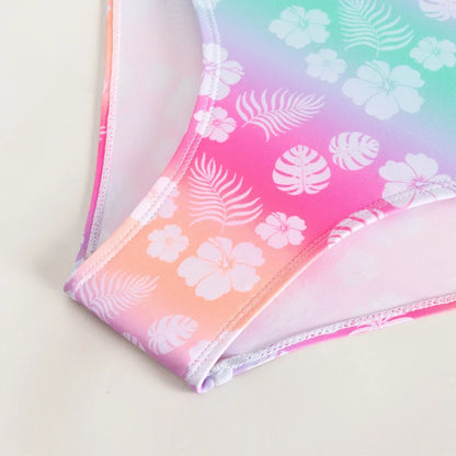 Girls Bikinis One Piece Swimsuits Baby Triangle Swimwear Children Bathing Suit Kids Monokini Floral Summer Beach Wear