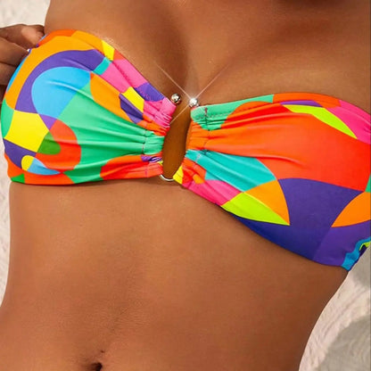 Printed Bikini Set Arrival Padded Bra Strapless Swimsuit Women Swimwear Summer Beachwear Biquini