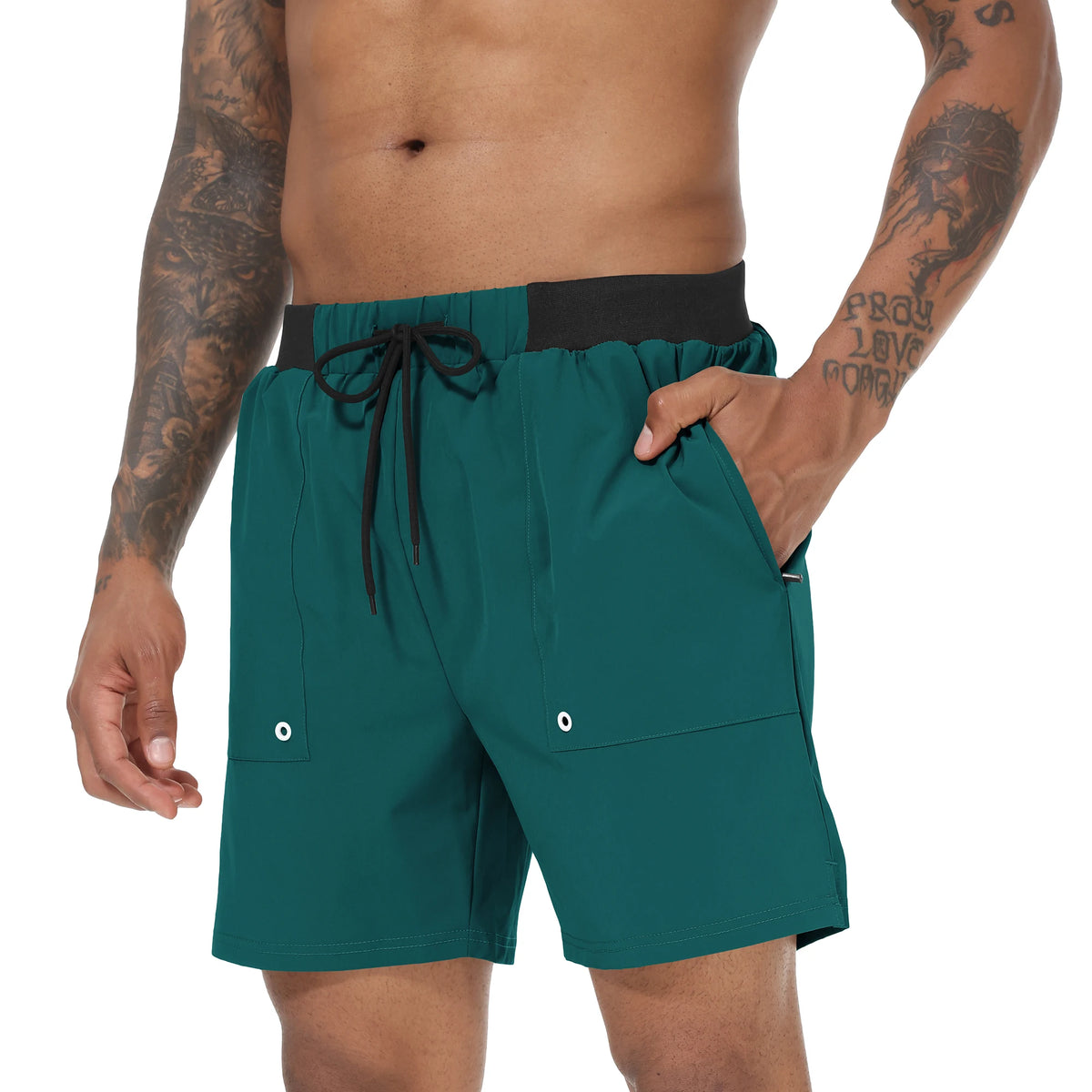 Men's Swim Trunks Quick Dry Swimwear Surf Swimwear with Zipper Pockets and Mesh Lining