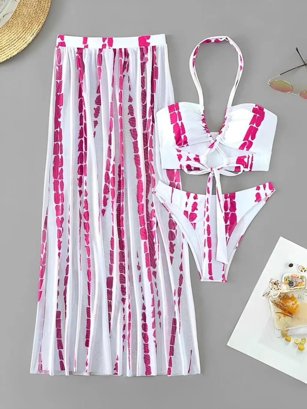 3 Pieces Halter Bikini Swimsuit Women & Beach Skirt Swimwear Female Bathers Bathing Swimming Swim Suit Beachwear