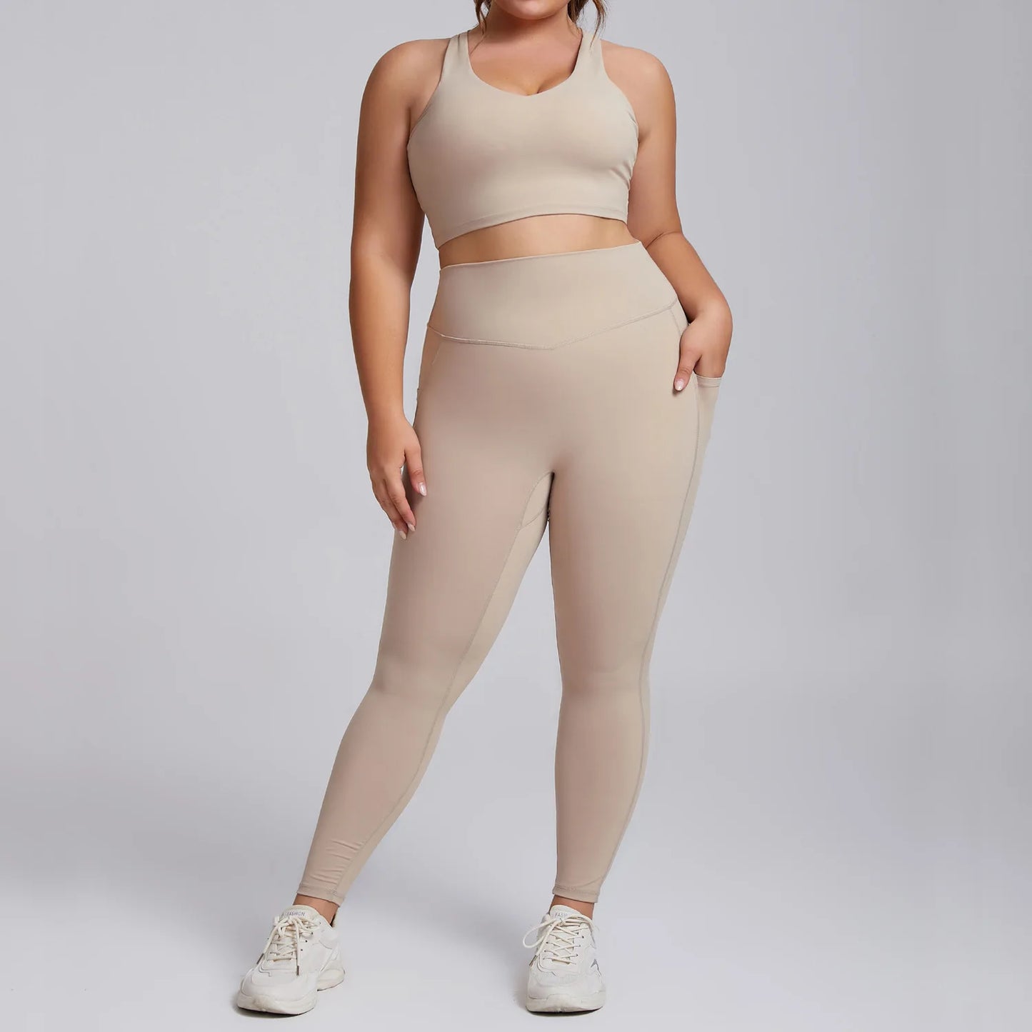 Yoga Set Women Plus Size Workout Outfit Curvy Women Sports Bra Gym Leggings Super Stretch Fitness Suit 3XL Women Activewear Sets