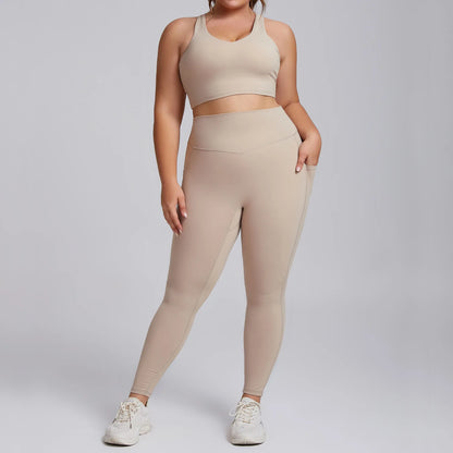 Yoga Set Women Plus Size Workout Outfit Curvy Women Sports Bra Gym Leggings Super Stretch Fitness Suit 3XL Women Activewear Sets
