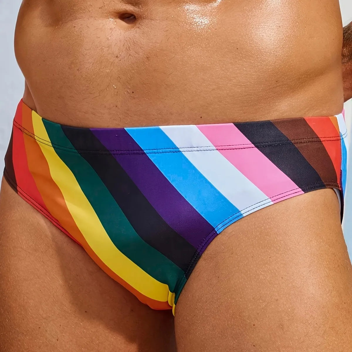 Printed Low Waist Triangle Men's Swimsuit Anti-Embarrassment Swimming Suit Nylon Polyester Fabric Swimwear