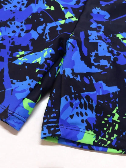 Rash Guard Boy Kids Swimsuit Solid Tie Dye Long Sleeves Children Swimwear Summer Two Piece Shorts Beachwear Bathing Suit Swimming