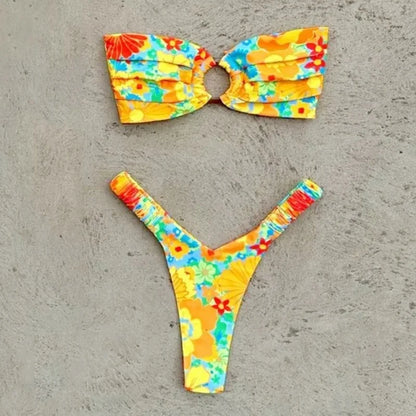 Micro Bikini Push Up Women Swimsuit Fashion Print Bikini Set Split Swimwear Summer Beachwear Lady Bathing Suit 2 Piece