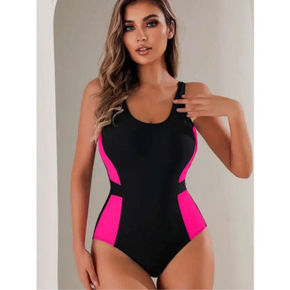 Patchwork Swimsuits Closed Women's One-Piece Swimwear Push Up Swim Wear Bodysuit Bathing Suits Beachwear Pool Bather