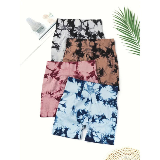 Yoga Sport Shorts Tie Dye Seamless Training Bicycle Running Push Up Shorts Womens Workout Gym Fitness Woman Short Sport Tights