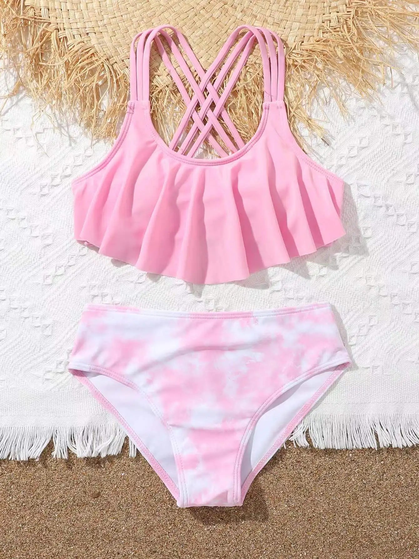 Ruffle Bikini Girls Swimsuit Kids Swimwear Female Children's Bathers Bathing Swimming Swim Suit Beachwear