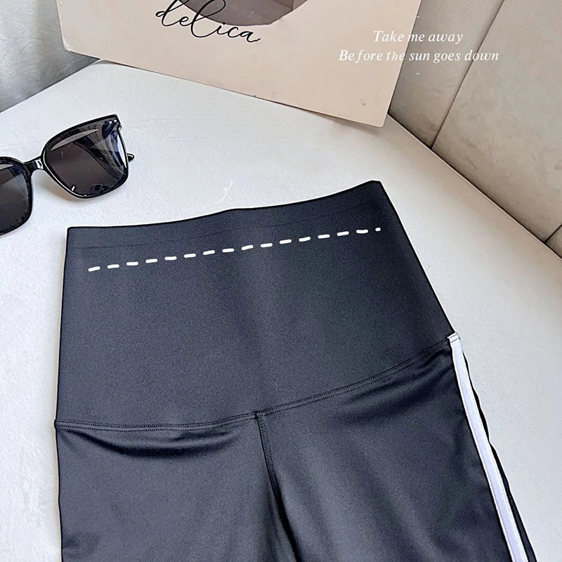 Women Shark Running Short Leggings Summer Side Stripe Sports Biker Shorts High Waist Skinny Seamless Bicycle Shorts