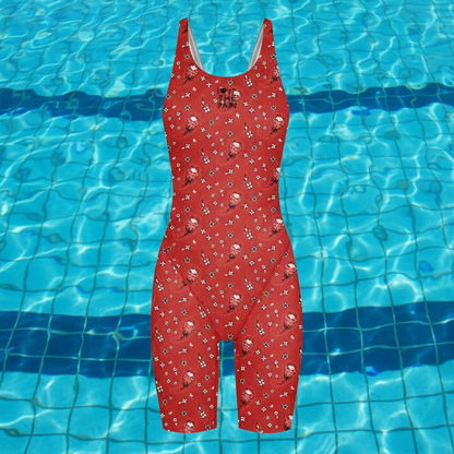 Girls Love The Pain Racer Back Knee Length Swimsuit Bodysuit Sleeveless One Piece Print Swimwear For Holiday Beach Water Sports