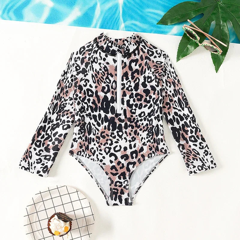Swimsuits For Girls 2 Pieces Swim Suits Hot Springs Bathing Suit Sunblock Long Sleeve Shirt Girl Beachwear Kids Swimsuits 3-8Y