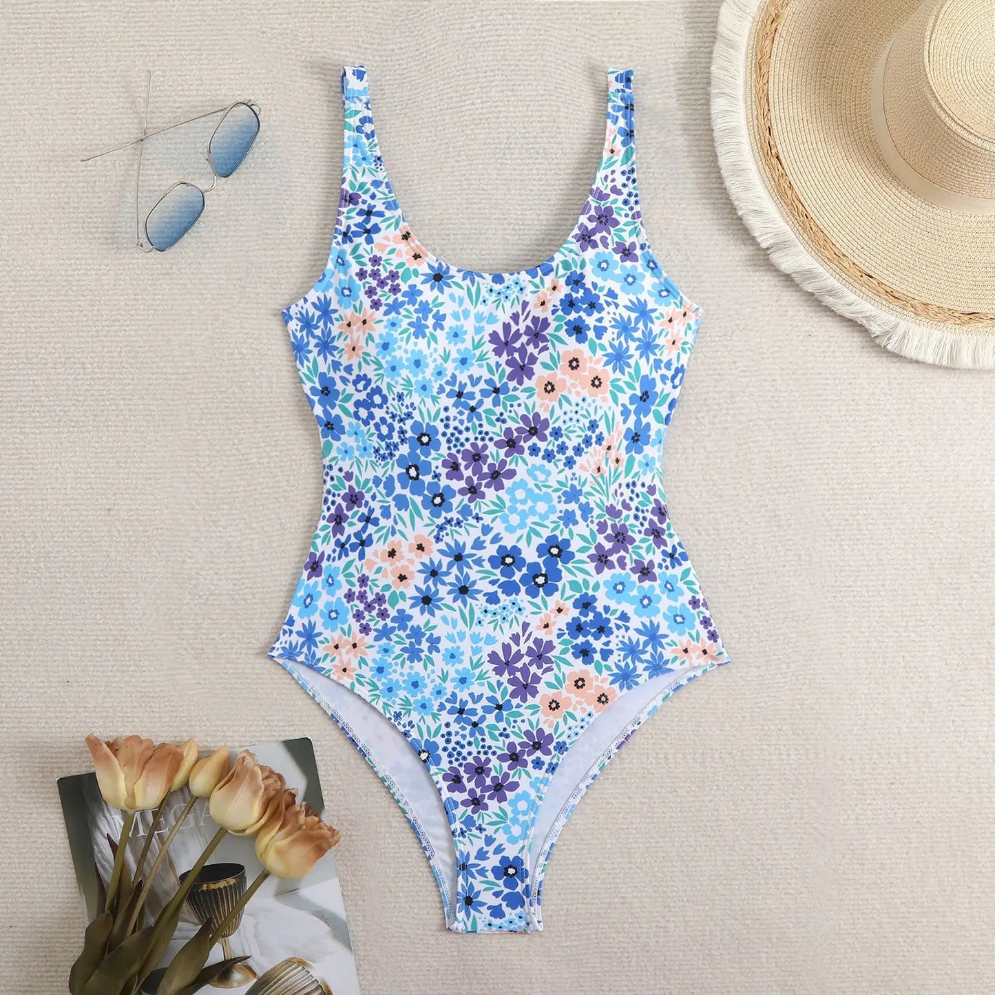 Swimwear Women One-Piece Swimsuit Woman Bodysuit Floral Print Swimming Suit Beach Wear Bathing Suit Monokini