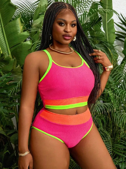 Plus Size High Waist Bikini Women's Push Up Large Size Swimsuit Big Size Tummy Control Swimwear Bikini Sets